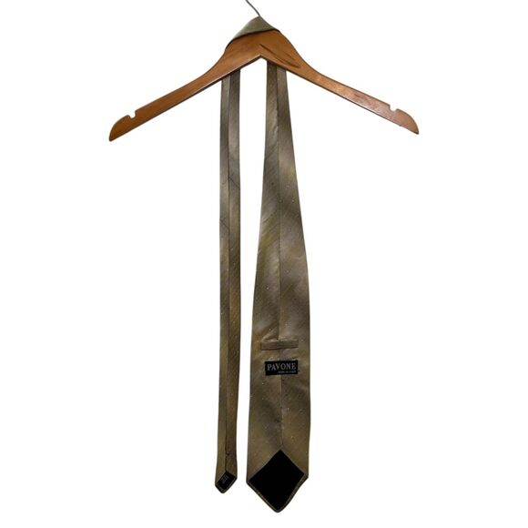 Pavone Men's Silk Tie Gold Gradient Dotted Pattern Handmade in Italy Business - Picture 4 of 6